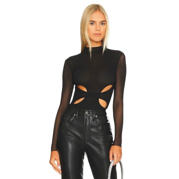 Only Hearts Tops - Only Hearts Butterfly Cut Out Bodysuit in Black Small New Womens Mesh Top